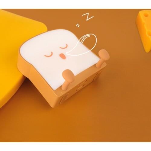 Cute creative cartoon Led Toast Bread Night Light Dimmable Portable Bedside Lamps Double-sided Luminous light Home Decor light