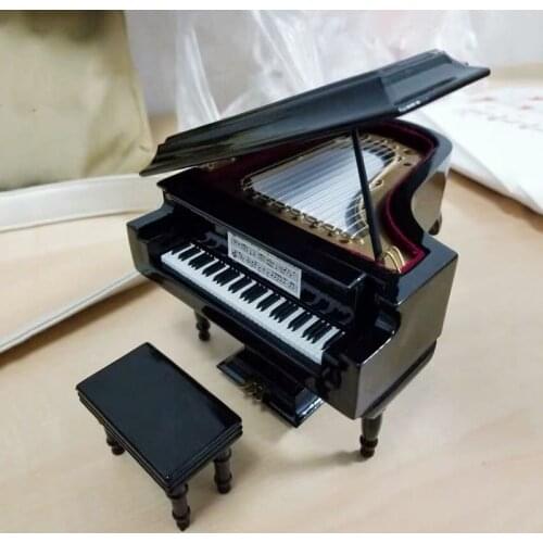 Miniature 1/12 For Dollhouse Piano With Stool Musical Instrument Model For Doll Accessories Home Decor for 6" Action Figure