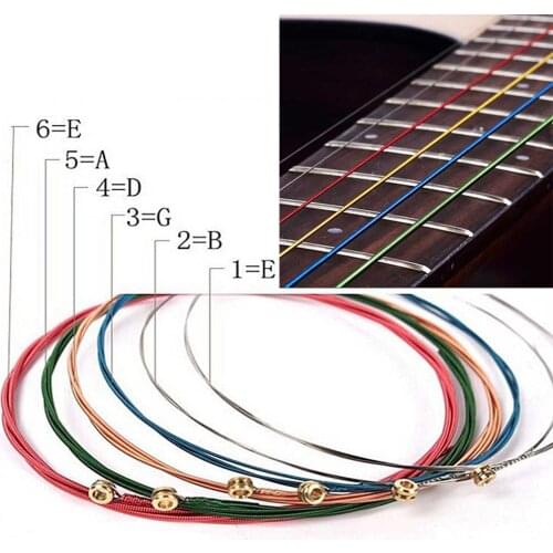 Multi Color Acoustic Guitar Strings 6Pcs/Set Rainbow Colorful Guitar Strings E-A For Acoustic Folk Guitar Classic Guitar