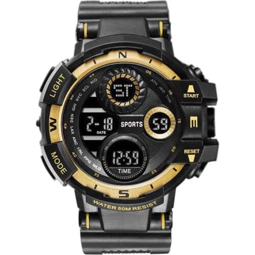 Mens Watch Sport Digital Watch Cool Luminous Wristwatch Outdoor Waterproof Watch Big Screen Stopwatch Alarm Clock Hourly Chime