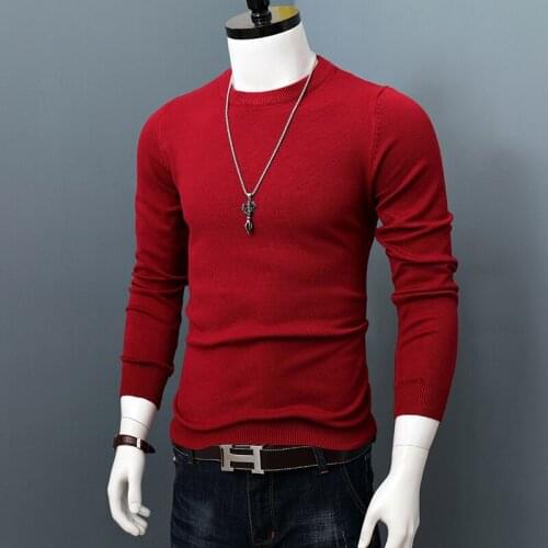 2021 Men Fall Winter New Fashion Long Sleeve O-Neck Casual Knit Sweater Male Solid Color All-match Cashmere Sweater Pullover O55