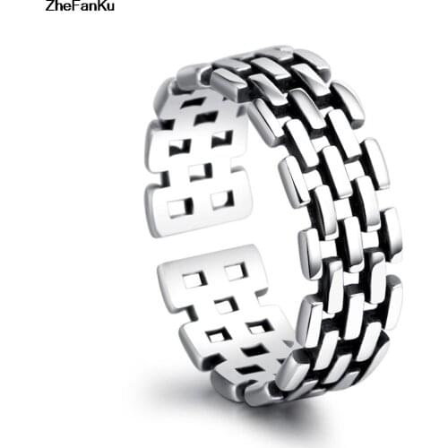 New Opening Retro Brick Dance Tail Rings For Women Jewelry Thai Silver Plated Watch Chain Ring
