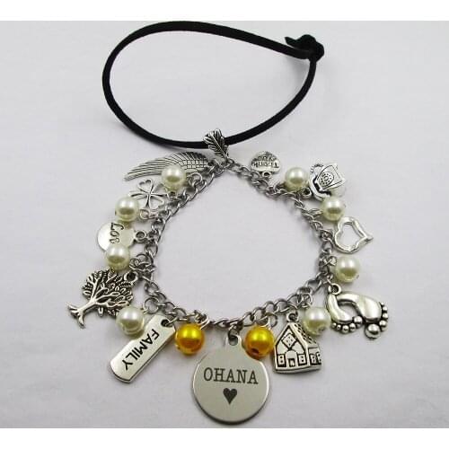 OHANA heart family theme home love leather stainless steel chain rearview mirror christmas tree decoration Bag ornaments