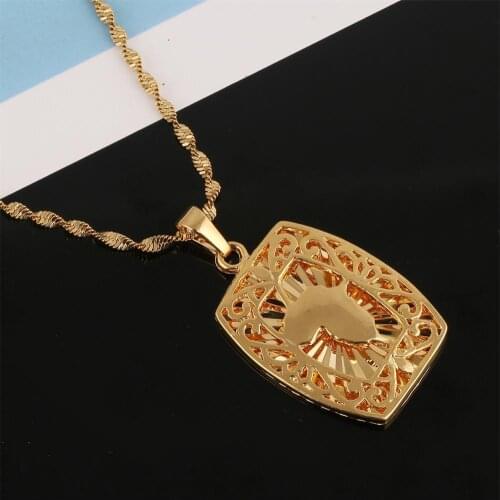 Gold Color Classic Africa Map Pendant Necklace For Women and Men Map Chain Jewelry