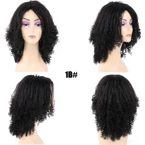 12 Inch Medium Afro kinky Curly Wigs For Black Women Synthetic Kinky Straight High Temperature Fiber Ombre Wigs