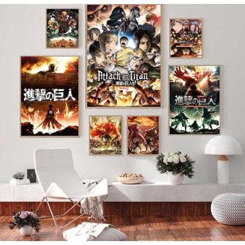High definition printing Japanese anime Attack on Titan Coated paper poster Cafe Creative wallpaper Interior Decoration