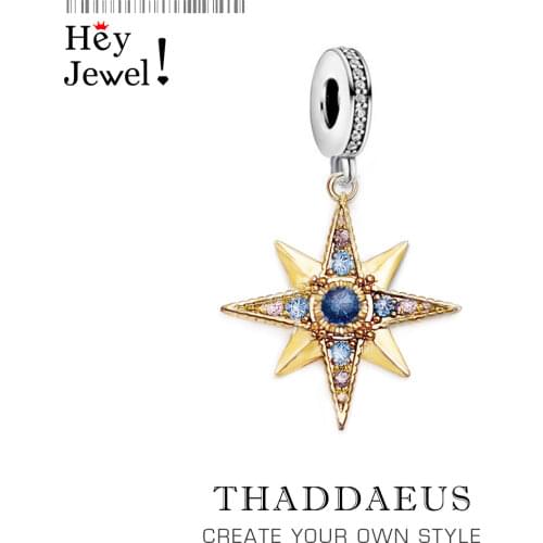 Lucky Golden Royalty Star Pendant Charm Fit Bracelet Necklace 925 Sterling Sliver Bohemia New Fashion Jewelry for Women Men Gift