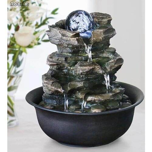 Resin Simple Living Room Water Fountain Feng Shui Office Desktop Water Wheel Ornaments Home Figurines Indoor Waterscape Crafts