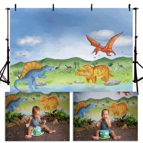 Primitive World Dinosaur Photography Background Newborn Baby Shower Child Birthday Backdrop Decoration Props for Photo Studio
