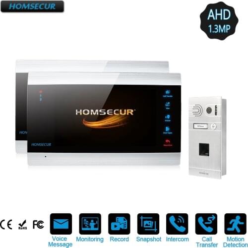 HOMSECUR AHD1.3MP 7" Wired Video Door Entry Phone Call System with Voice Message for House/ Flat(BM705HD-B+BC061HD-S)