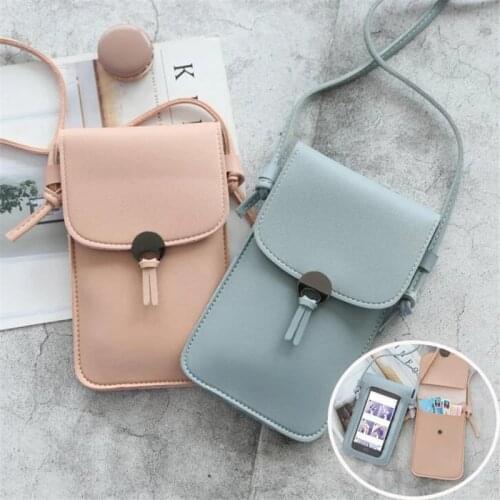 Transparent Touch Screen Retro Simple Mobile Phone Bag 2021 Women PU Chain Messenger Bags Small Flap Bag Mini Shoulder Bag