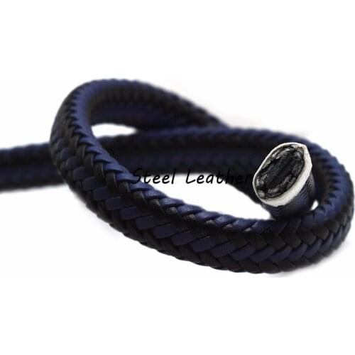 2m/lot Approx 9.8*5.2mm Black Blue Flat Leather Jewelry Cord String Rope DIY Leather Bracelet Making Jewelry Finding Cord Strand