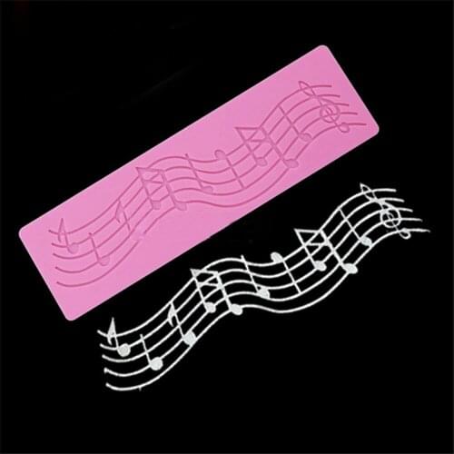 Mom&Pea GX144 Free Shipping Silicone Lace Mold Five-line Staff Cake Decoration Fondant Cake 3D Mold Food Grade Silicone Mould