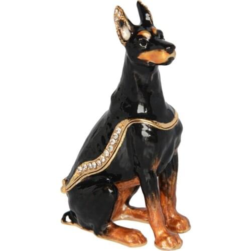 Sergeant Doberman Dog Bejeweled Hinged trinket box Dog lover collection gift Dog Miniature Sculpture Birthday Gift