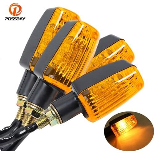POSSBAY 4Pcs Universal Motorcycle Turn Signal Light Blinker Bulb 12V 10W Amber for Honda Kawasaki Suzuki Yamaha Flasher Lamp