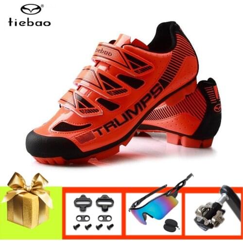 TIEBAO Cycling Shoes Add SPD Pedals Men Sapatilha Mtb Racing Bicycle Sneakers Self-locking Breathable Outdoor Women Riding Sport
