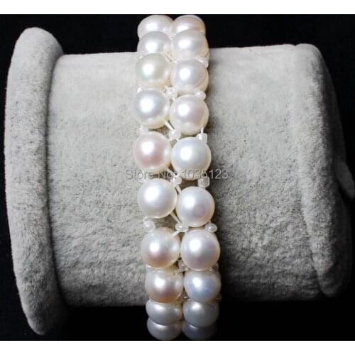 High Quality 7-8mm Natural White Color Freshwater Pearl Fashion Elasticity Bracelets Jewelry w1985