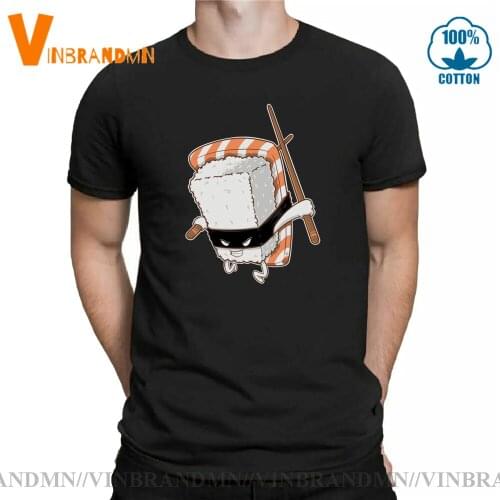 Funny Sushi Ninja T shirt men Samurai Warrior Sushi T-shirt Kawaii Sushi lovers Tee shirt Japanese Food Culture Tshirt