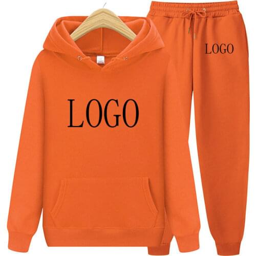 DIY Your like Photo or Logo Women Sets Hoodies+Pants Autumn Winter Hooded Sweatshirt Sweatpants Fashion Slim Fit Set Hoodie Pant