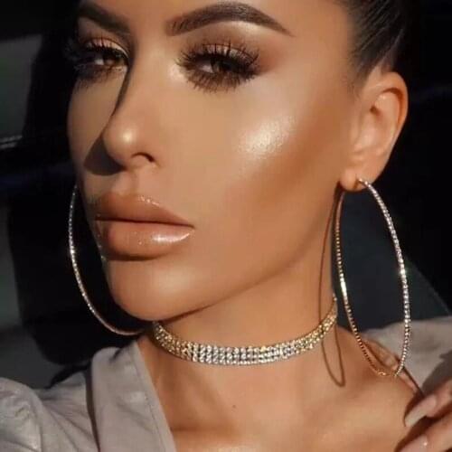 2021 Fashion Exaggeration Temperament Big Round Crystal Earrings Simple Suitable For Korean Women Earrings Party Gift Jewelry