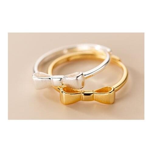 925 Sterling Silver New Woman Fashion Jewelry High Quality Drawing Bowknot Ring Adjustable Size Open Rings