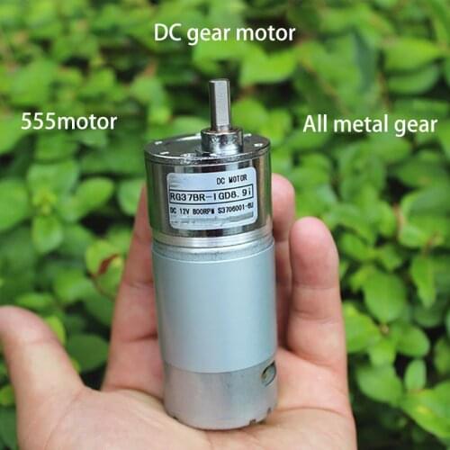 1pcs 37 Gearbox 555 DC Gear Motor Low speed 800RPM DC12V Adjustable Speed Small Motors Suitable for Toy Car Power Tool