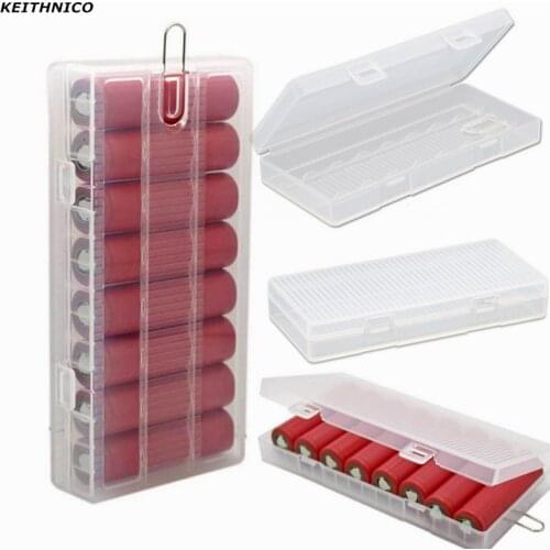 KEITHNICO 1PC 8X18650 Battery Holder Case 18650 PP Battery Storage Box with Hook Holder Transparent Strong Hard Case