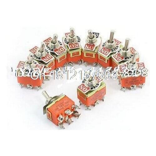 10Pcs 6 Screw Terminal DPDT Locking ON-OFF-ON Toggle Switch 250V 25A