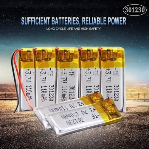 10pcs/lot 301230 3.7v 110mah polymer lithium ion rechargeable battery li-po battery for BH505 headset