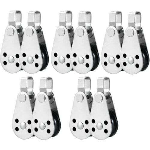 10 PCS Stainless Steel Nylon pulley Marine Boat Pulley Blocks Rope 316 Kayak Canoe Anchor Trolley Kit Nylon Pad Eyes Accessories