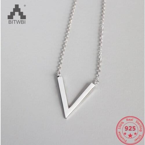 100% 925 Sterling Silver Triangle V Modern Unique nNcklace Pendant