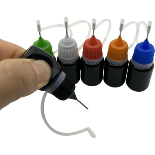 100pcs 5ml Soft PE Black Dropper Bottle For E Liquid Empty Plastic Sample Vial With Metal Needle Cap