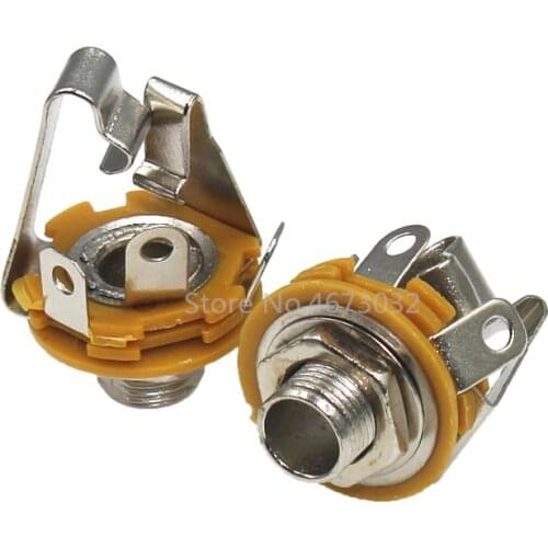 2Pcs 6.35mm / 6.5mm 3 Pole stereo Plug jack Audio Female Connector 6.35 Welding Type Microphone Panel Socket