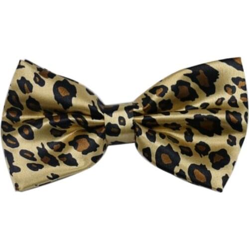 40GC Unisex Suspender Bow Tie Set Wide Leopard Print Adjustable 3 Clip-On Y-Back Belt