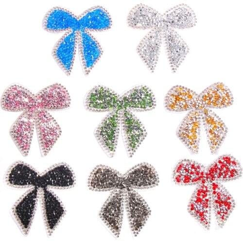 8 Pcs/Lot Lovely Bow Embroidery Rhinestone Patches Diy Sewing Patch For Clothing Girl Clothes Decoration Applique