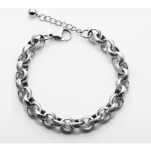 9mm Faceted Cart Circles Cross Chain Bracelets Stainless Steel Link Chain Bracelets for Women Men DIY Handmade Jewelry Gift