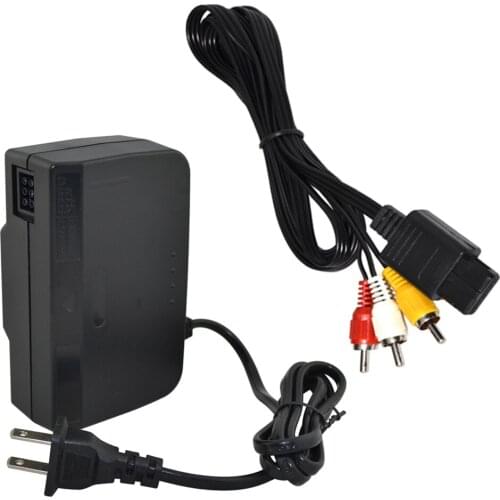 AC Adapter Power Supply for Nintendo for N64 Power Cord Cable US Plug with AV cable