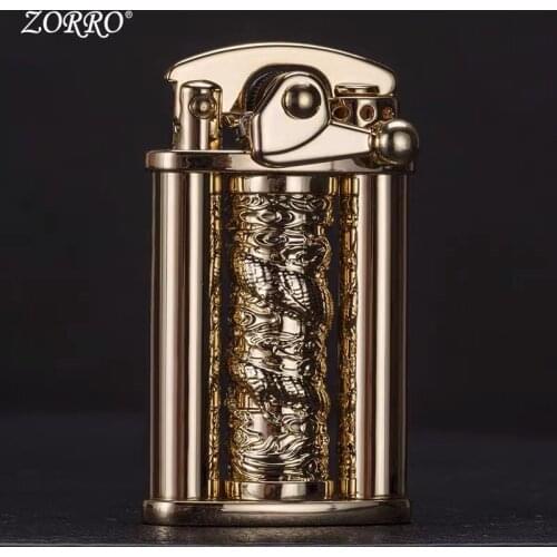 Zorro Kerosene Rocker Arm Lighter brass creative dragon cigarette lighter