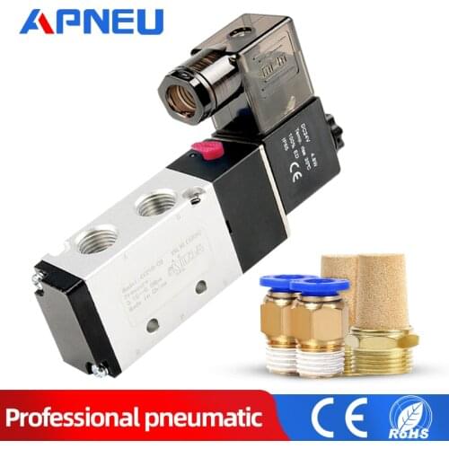 Compressor Accessories Fitting Single Coil 2 Position 5 Way Pneumatic Solenoid Valve 4v210-08 12V 24V 110V 220V