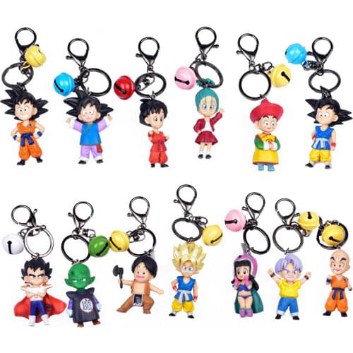 Dragon Ball Super Anime Figures Keychains Goku Super Saiyan Trunks Kuririn Piccolo Action Figure Collections Model Pendant Toys