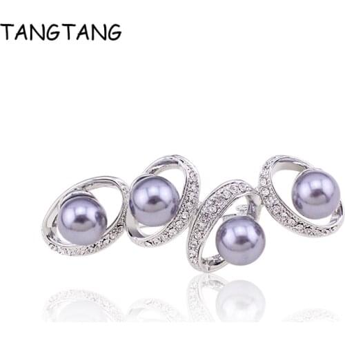 TANGTANG New Brooch For Women Simulated Grey Pearl Brooch Silver Colour Brooches Unique Jewelry Gift Female Ornament Accessories