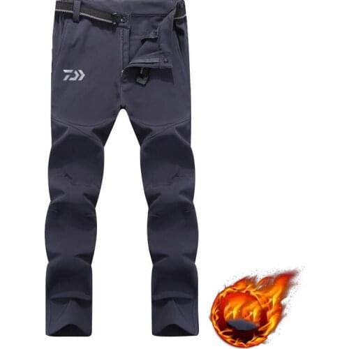 Daiwa Man Winter Fishing Waterproof Camping Trekking Fleece Outdoor Hiking Pants Climbing Skiing Softshell Trouser Travel 6XL