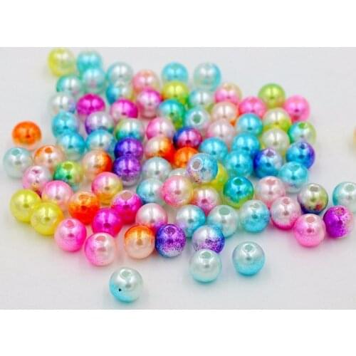 Size 6mm Double Rainbow Color ABS Imitation Pearls Beads, Making Jewelry Diy Beads, Jewelry Handmade Necklace