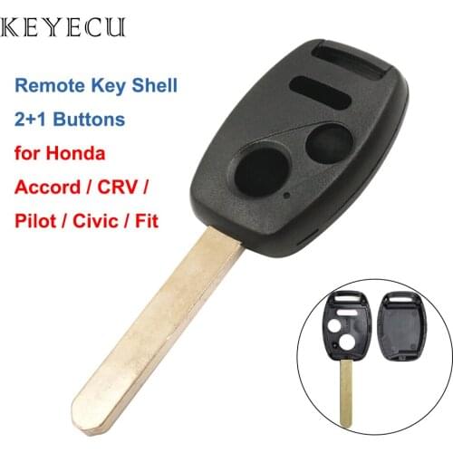 Keyecu Remote Key Shell Case 3 Buttons for Honda Accord 2003-2013 Civic 2006-2013 CR-V 2005-2013 Pilot 2005-2013 Fit 2007-2013