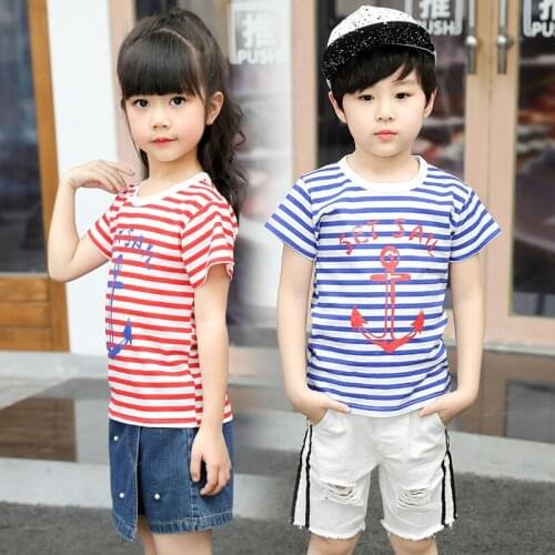 Cartoon Print T Shirt Girls Boys Summer Tee Tops Toddler Short Sleeve Cotton Tops Boy Kids T-shirt