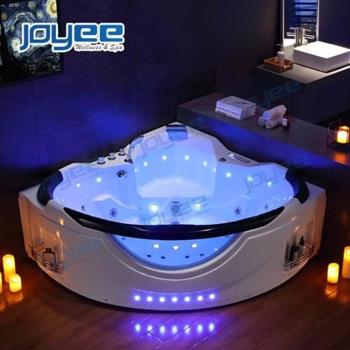 JOYEE Corner 2 Person Whirlpool With Neck Waterfall Comfortable Air Bubble Massage Bathtub Different Acrylic Color