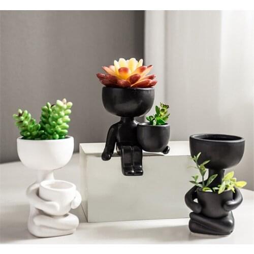Character Portrait Flower Pot Succulents Plant Pot Mini Cute Abstract Flower Pot Home Desktop Vase Micro Landscape Decor