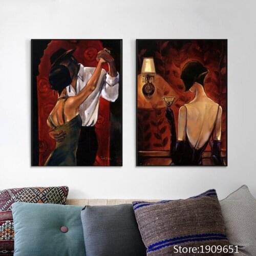 Cotton no frame impression dance woman man canvas printings oil painting printed on cotton bar wall art decoration pictures