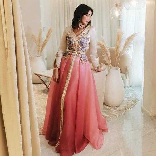 Exquisite White Moroccan Caftan Evening Dress Vestidos De Gala Summer Dress Applique A-Line Floor Length Prom Dresses Plus Size