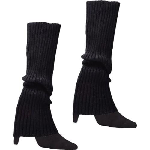 K3NF Women Vintage 80s Ribbed Knitted Leg Warmers Fluorescent Color Crochet Long Boot Socks Stockings for Party Dance Sports